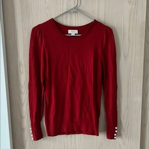 LOFT Rich Red Long Sleeve Top